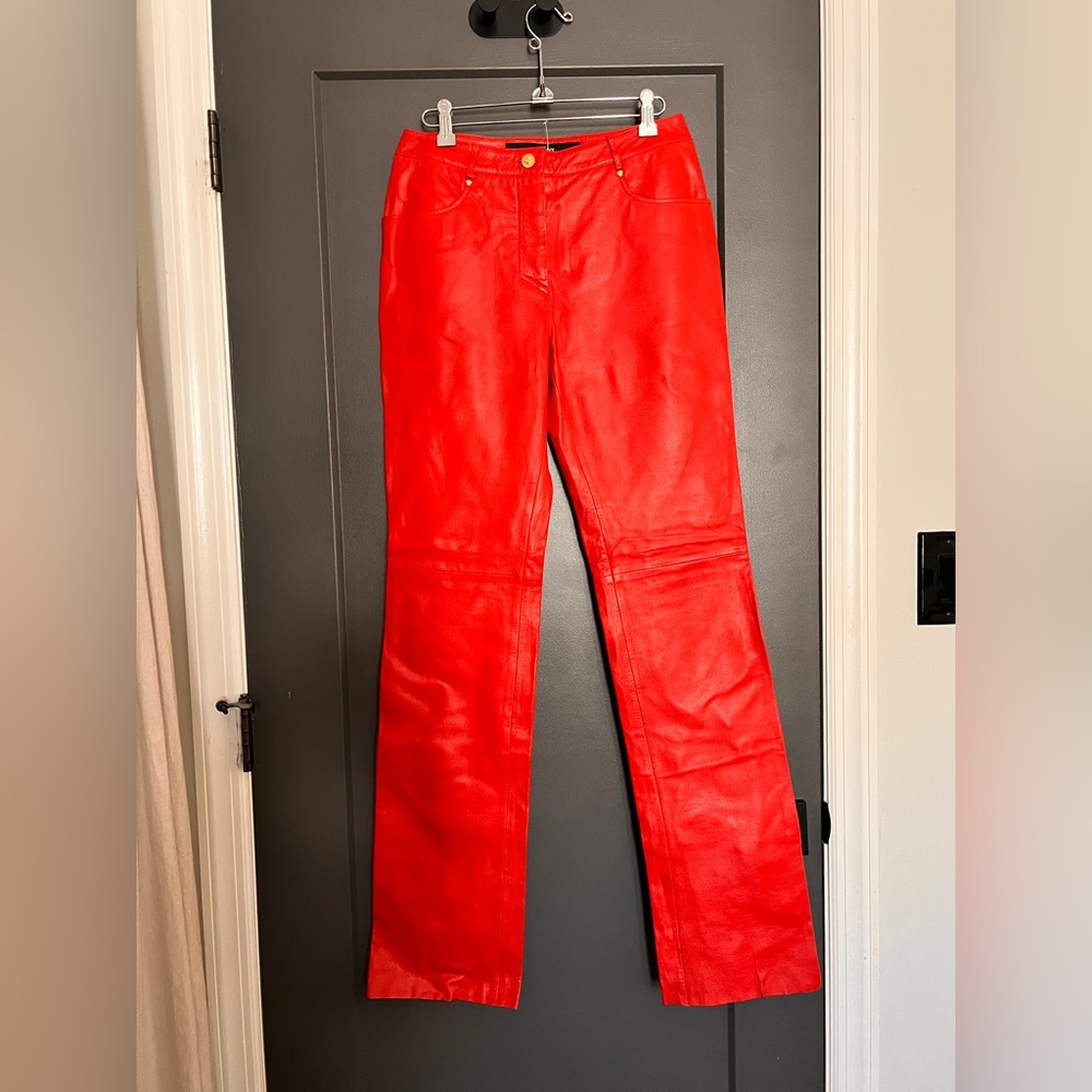 Vintage Versace red leather Women's Pants